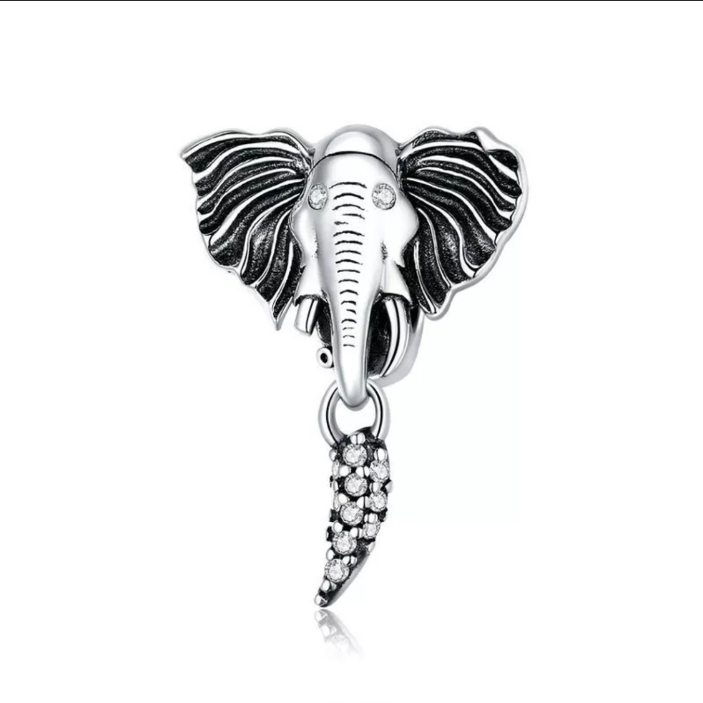 NWT 925 Silver Elephant Bracelet Charm Dangle Trunk Cubic Zirconia Jewels